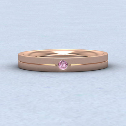 Pink Sapphire Set 9ct Rose Gold 3mm Wedding Ring