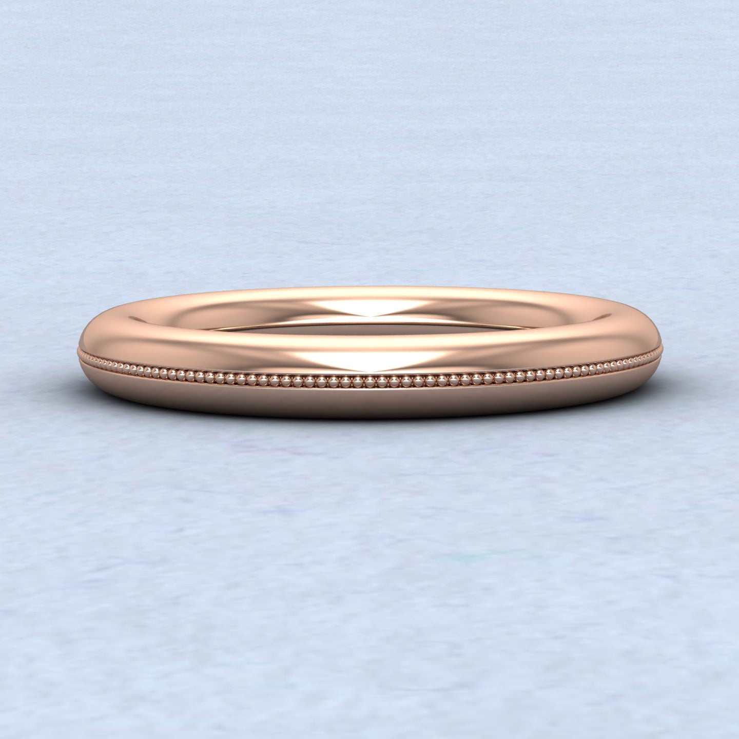 Millgrain Patterned 18ct Rose Gold 3mm Halo Wedding Ring