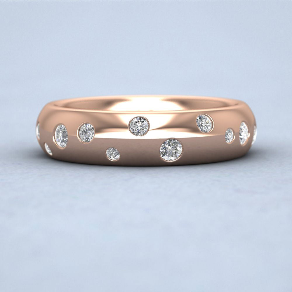 Scatter Diamond Set 18ct Rose Gold 5mm Wedding Ring