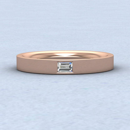 Baguette Diamond Set (0.1ct) 9ct Rose Gold 3mm Wedding Ring