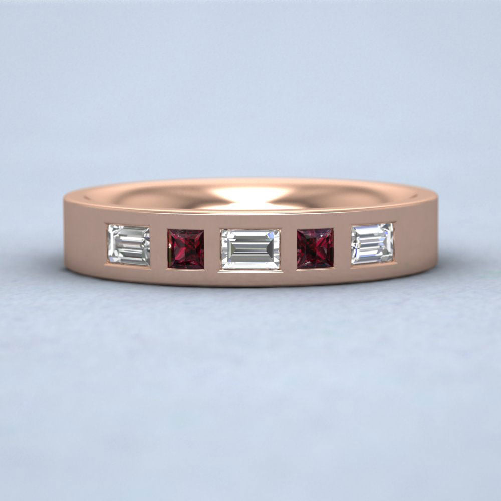 Ruby And Diamond Set (0.4ct Vs, F/G) 9ct Rose Gold 4mm Wedding Ring