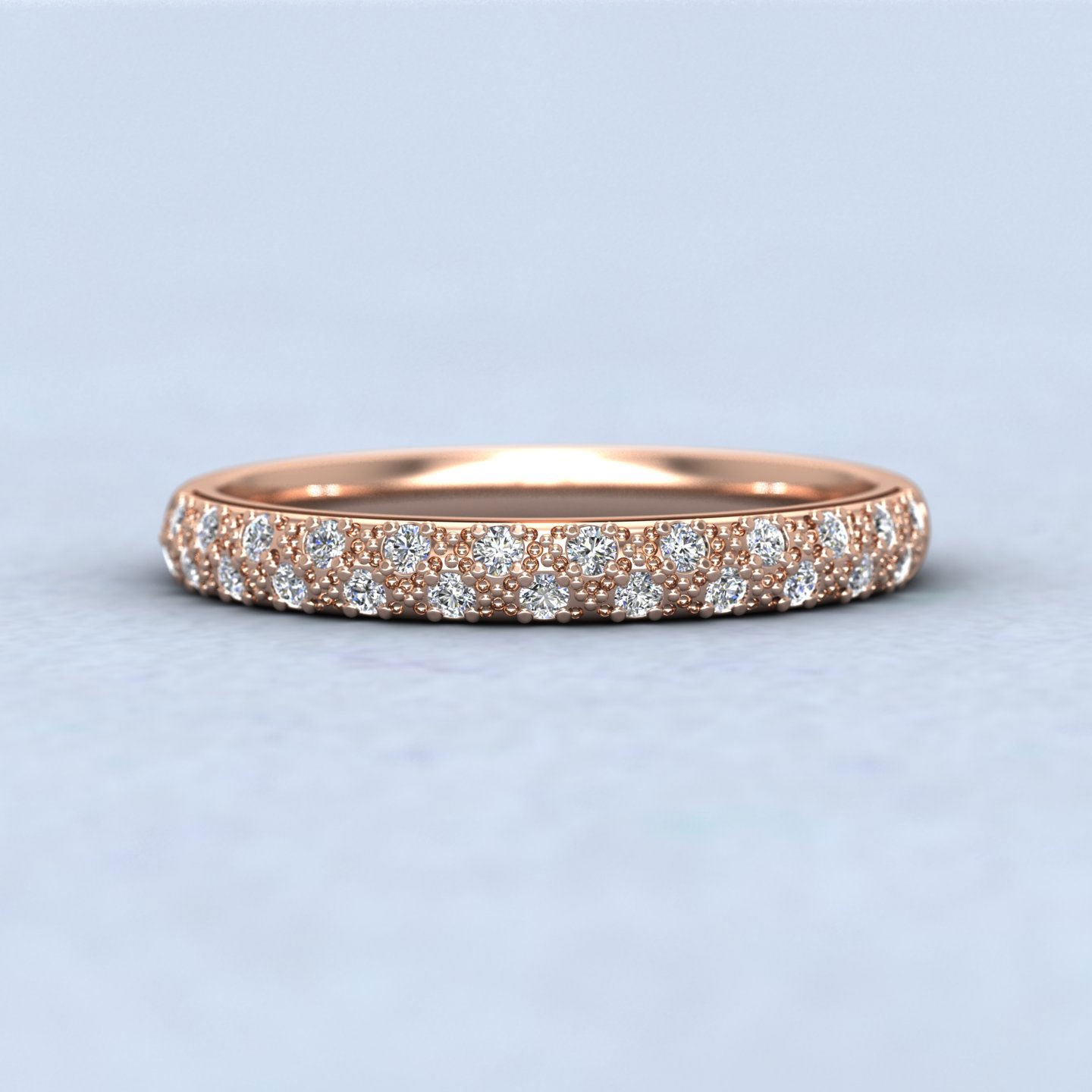 Pave Set Diamond (0.176ct) 18ct Rose Gold 2.5mm Wedding Ring