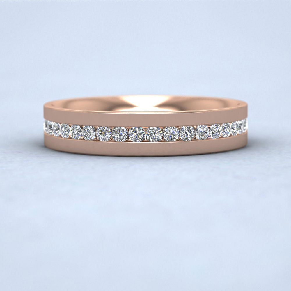 Channel Set Round Diamond (0.25ct) Half Set 18ct Rose Gold Flat 3.5mm Ring