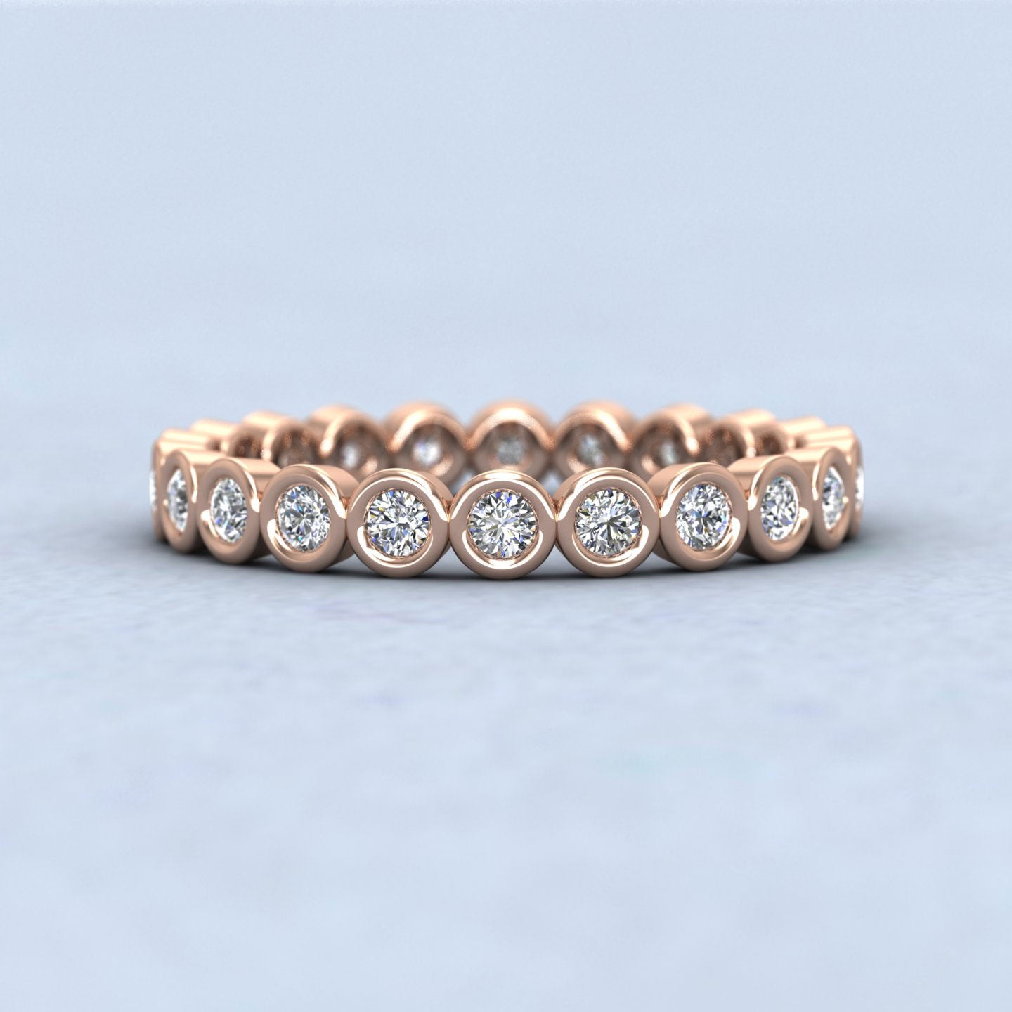 Full Set Diamond Ring In 9ct Rose Gold 2.5mm Wide