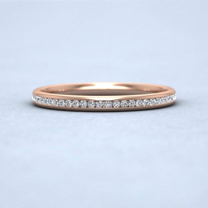 Half Channel Set 0.13ct Round Brilliant Cut Diamond 9ct Rose Gold 2mm Ring