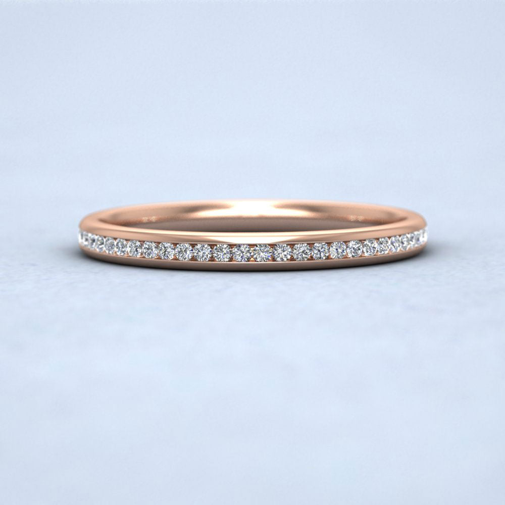 Full Channel Set 0.26ct Round Brilliant Cut Diamond 9ct Rose Gold 2mm Ring