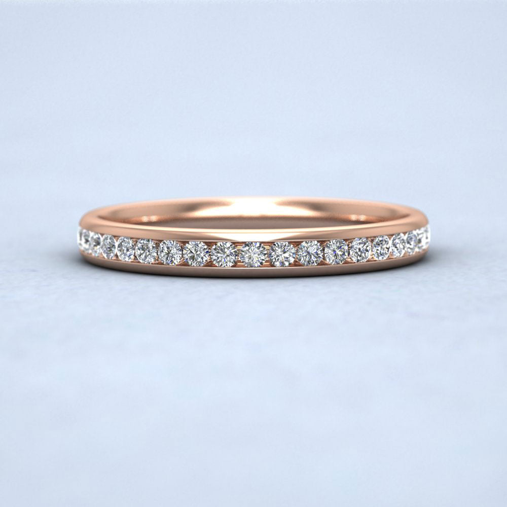 Half Channel Set 0.24ct Round Brilliant Cut Diamond 18ct Rose Gold 2.5mm Ring