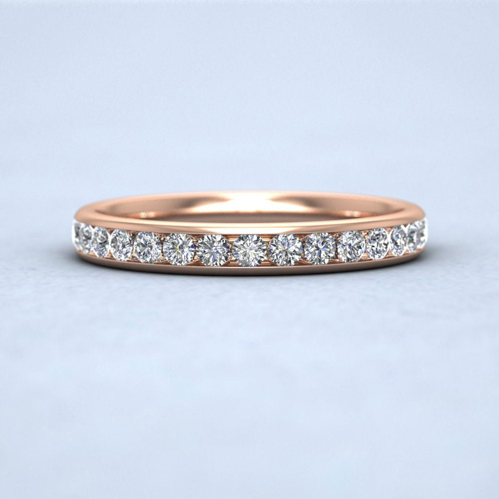 Full Channel Set 0.7ct Round Brilliant Cut Diamond 9ct Rose Gold 2.75mm Ring