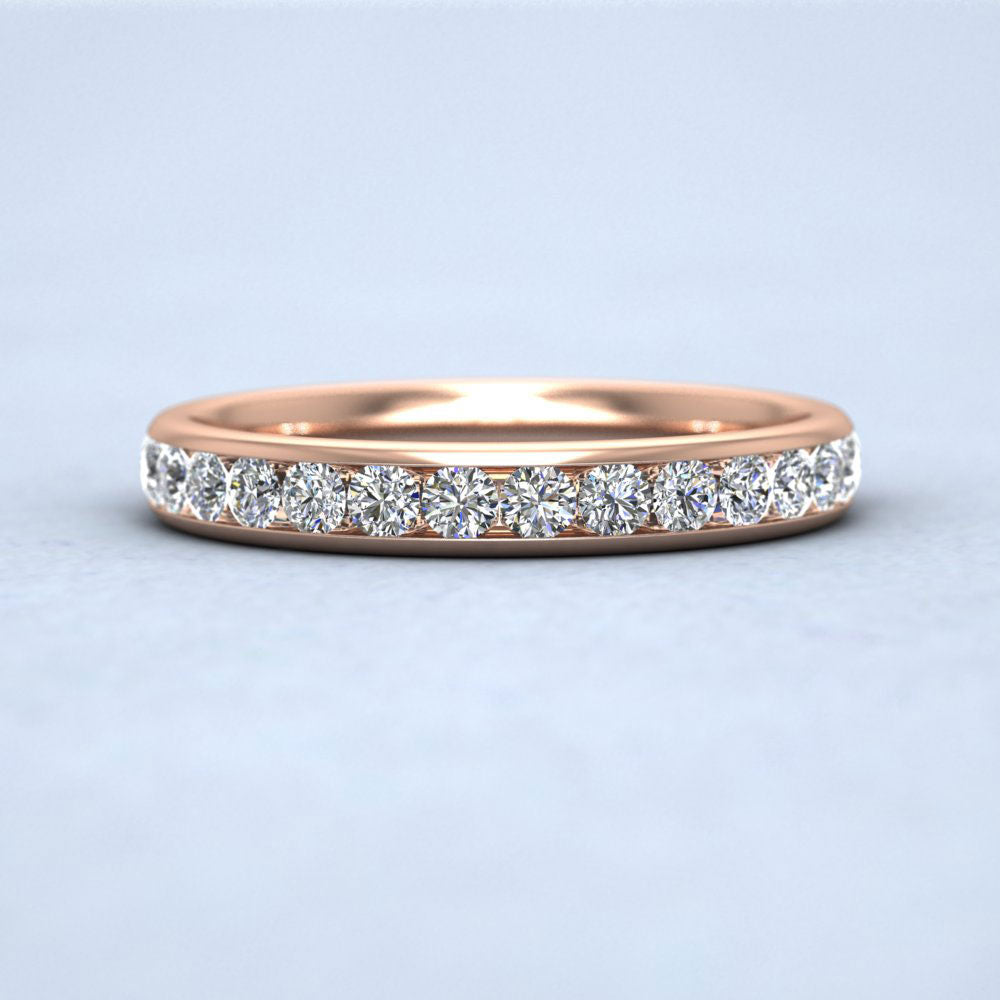 Full Channel Set 1.01ct Round Brilliant Cut Diamond 9ct Rose Gold 3mm Ring