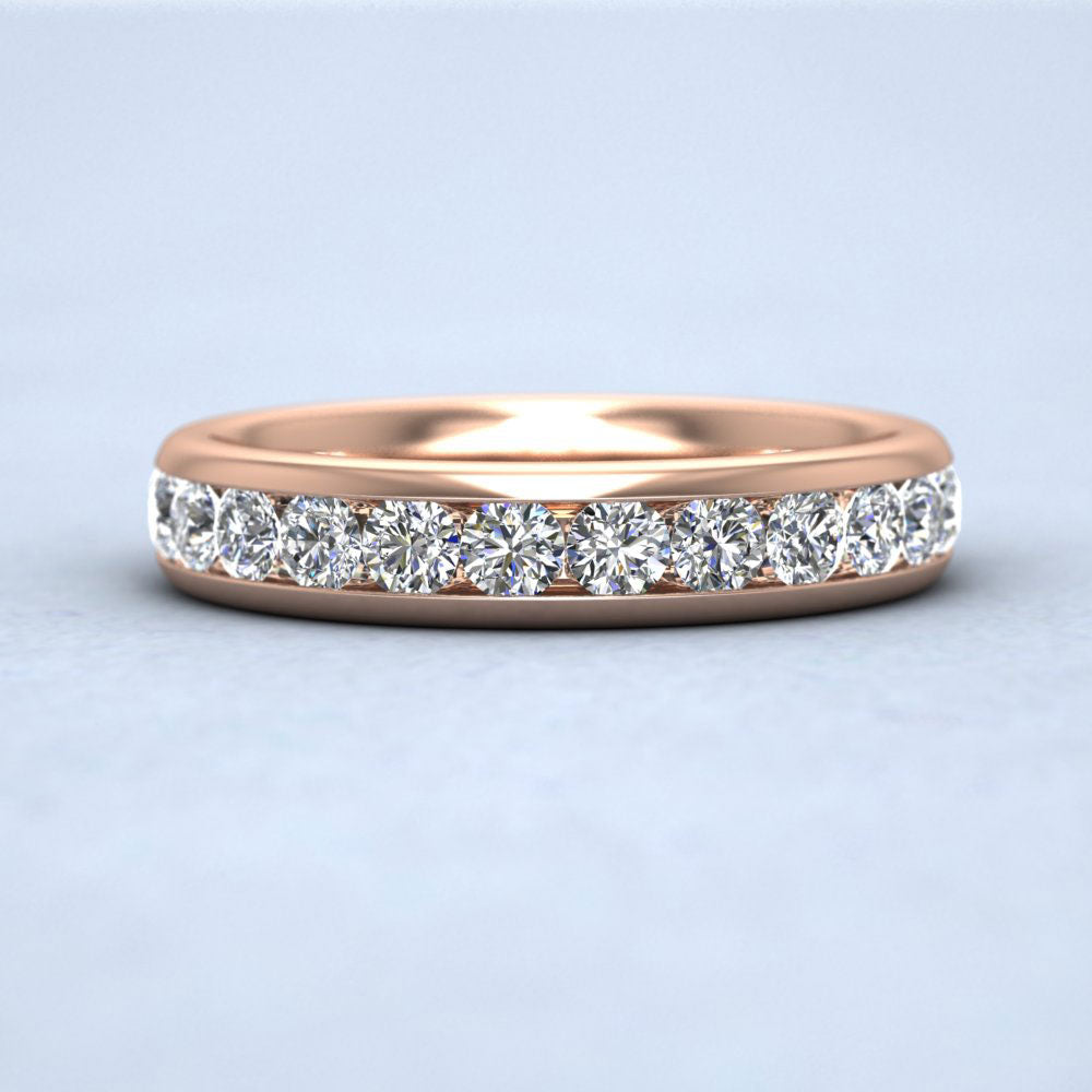 Half Channel Set 0.91ct Round Brilliant Cut Diamond 9ct Rose Gold 4mm Ring