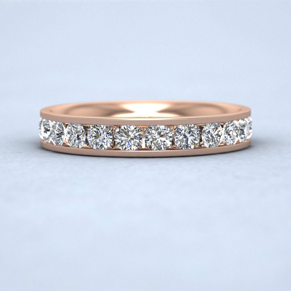 Half Channel Set 0.75ct Round Brilliant Cut Diamond 18ct Rose Gold 3.5mm Ring