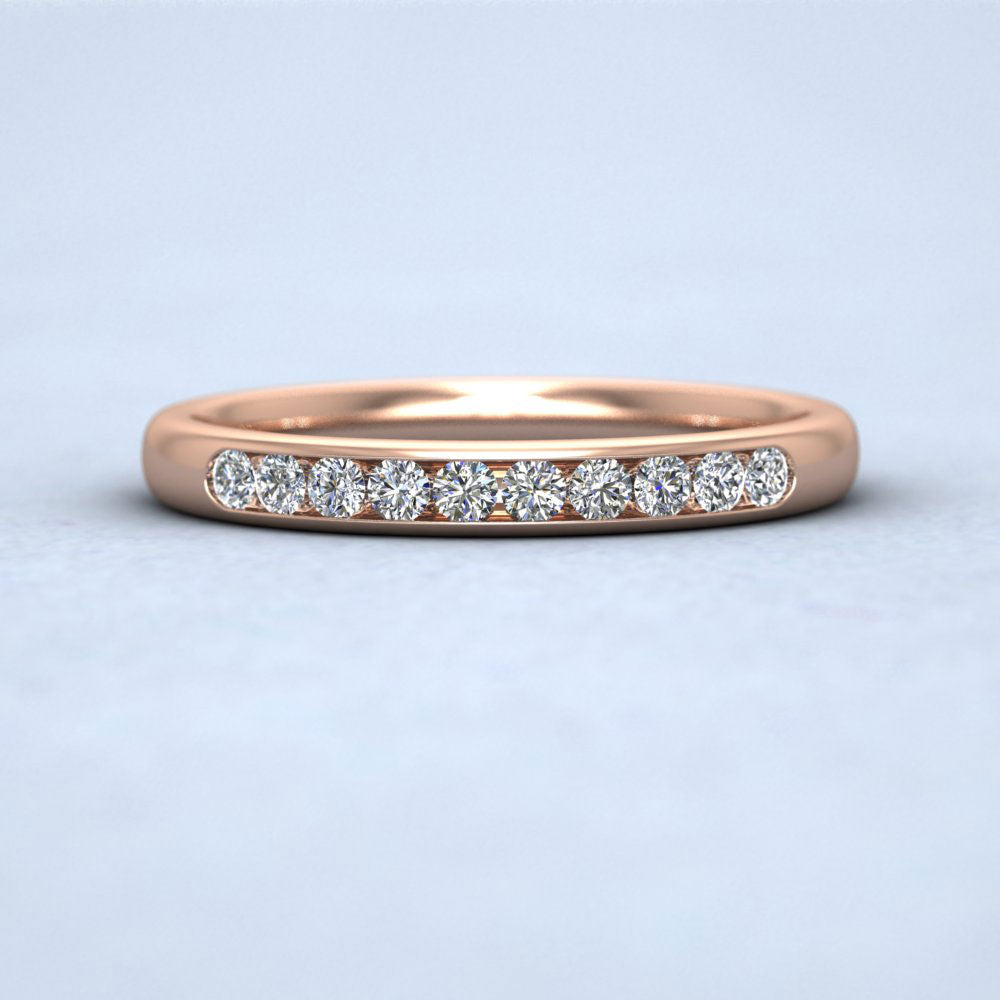 Ten Stone 0.2ct Channel Set Diamond 18ct Rose Gold 2.5mm Ring
