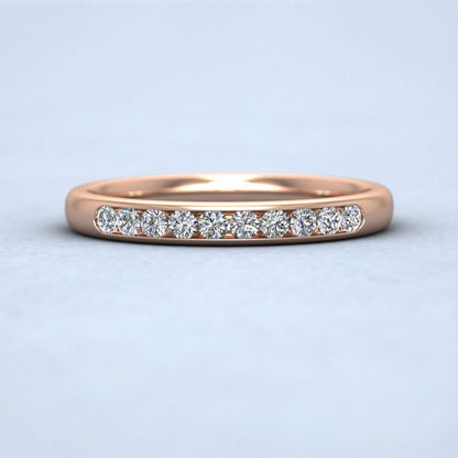 Ten Stone 0.2ct Channel Set Diamond 9ct Rose Gold 2.5mm Ring