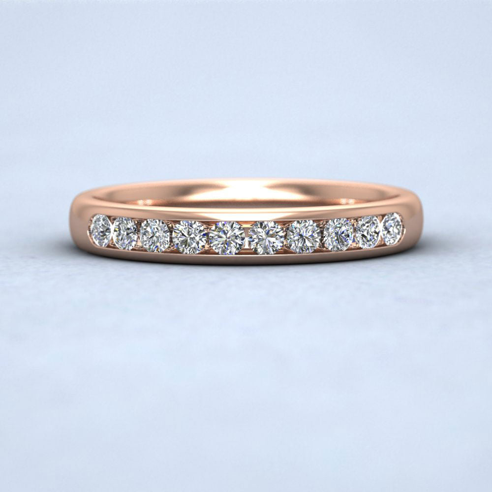 Ten Stone 0.3ct Channel Set Diamond 9ct Rose Gold 3mm Ring