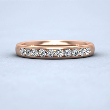 Ten Stone 0.3ct Channel Set Diamond 9ct Rose Gold 3mm Ring