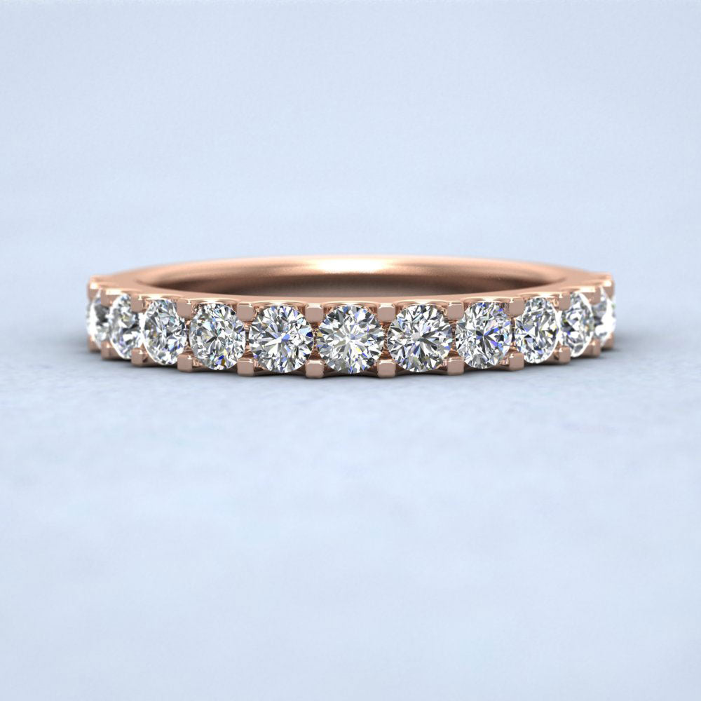 Round Claw 0.75ct Half Diamond Set 18ct Rose Gold 3mm Ring