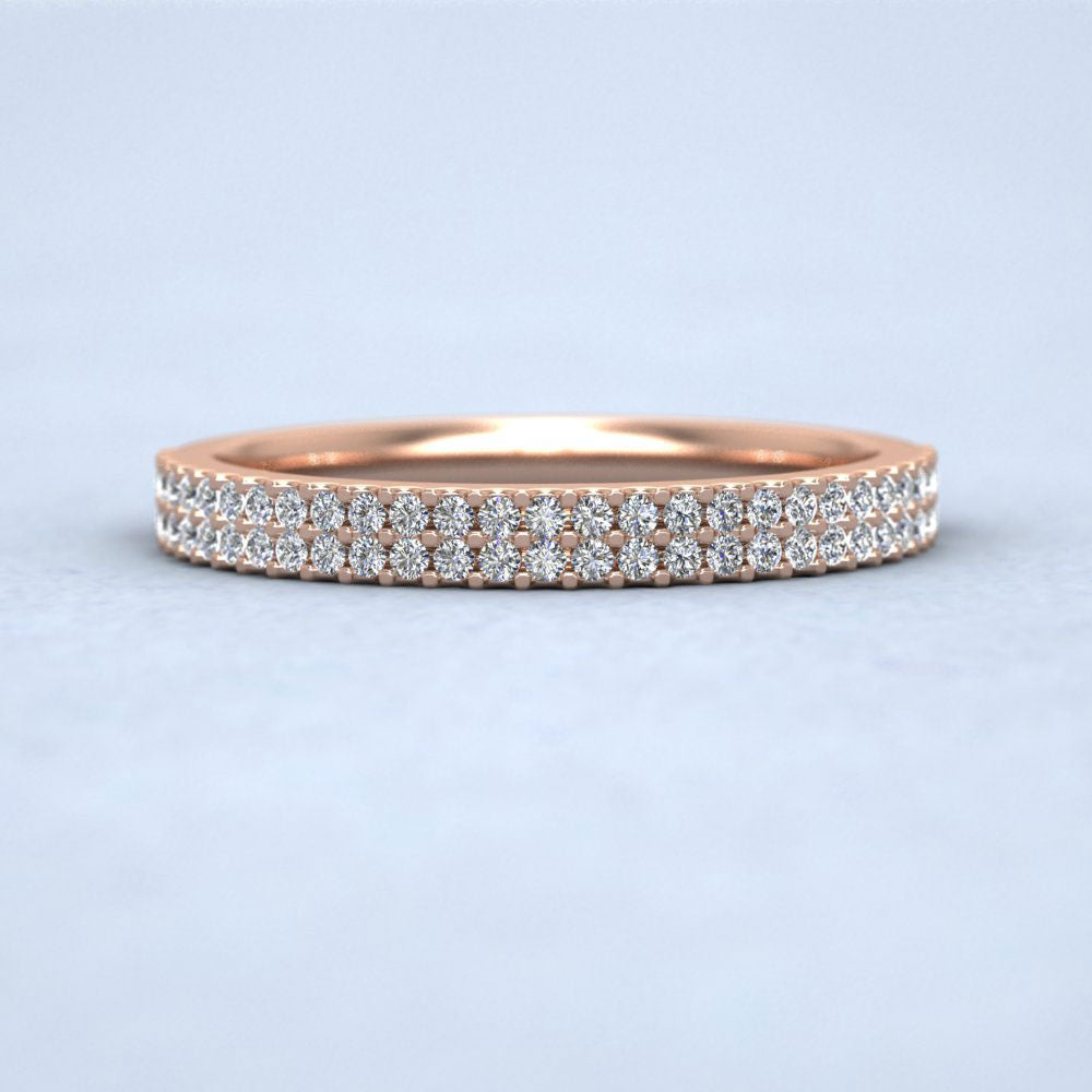 Two Row Round Claw 0.28ct Half Diamond Set 18ct Rose Gold 2.5mm Ring