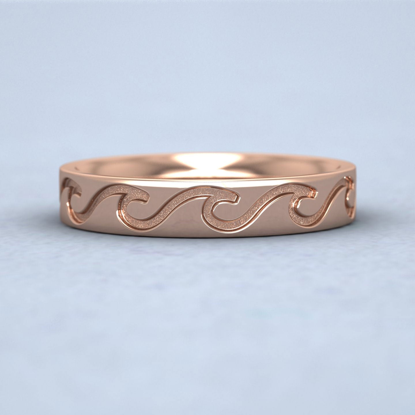 Wave Pattern 9ct Rose Gold 4mm Wedding Ring