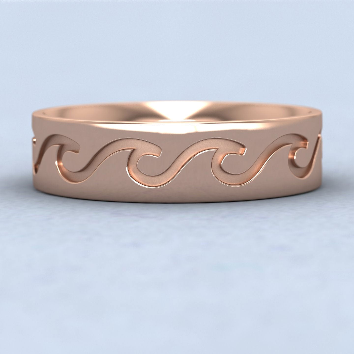 Wave Pattern 9ct Rose Gold 6mm Wedding Ring