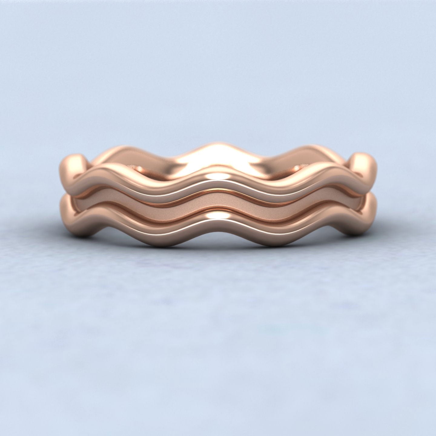 Double Wave 9ct Rose Gold 4mm Wedding Ring