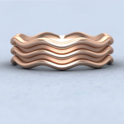 Triple Wave 18ct Rose Gold 6mm Wedding Ring