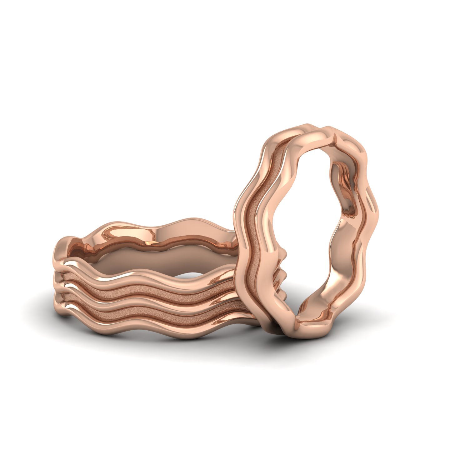 Double Wave 18ct Rose Gold 4mm Wedding Ring