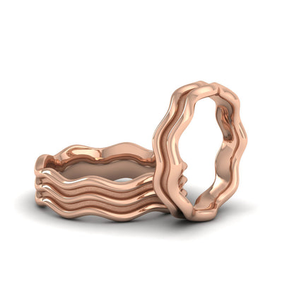 Triple Wave 18ct Rose Gold 6mm Wedding Ring