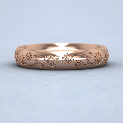 Daisy Pattern 18ct Rose Gold 4mm Wedding Ring