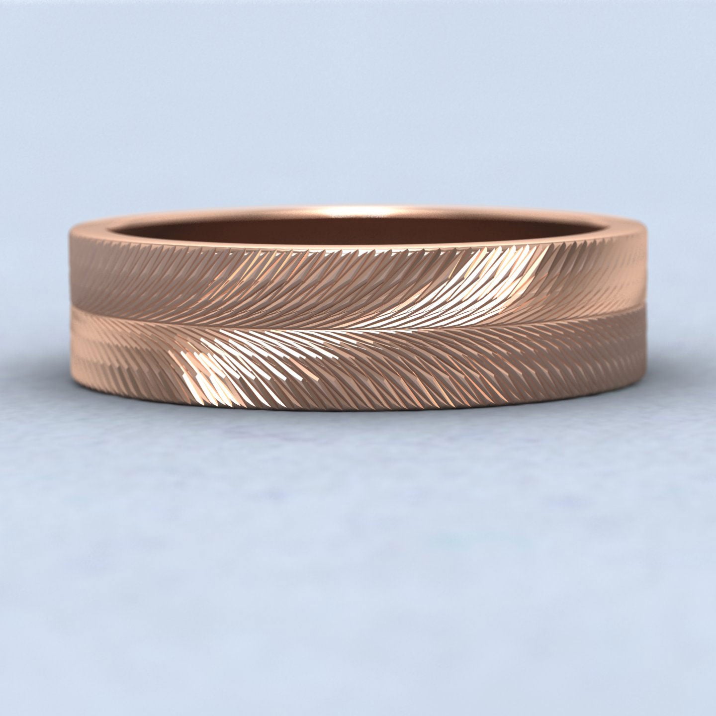 Feather Pattern 18ct Rose Gold 6mm Wedding Ring