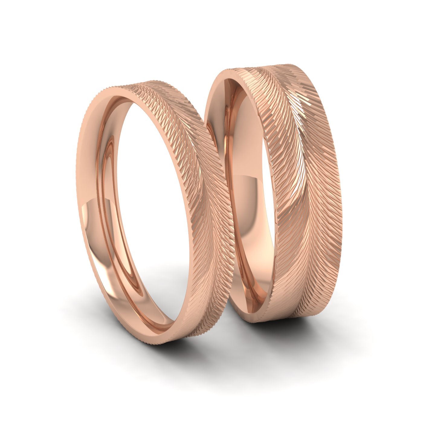 Feather Pattern 9ct Rose Gold 4mm Wedding Ring