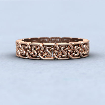 Open Celtic Patterned 18ct Rose Gold 4mm Wedding Ring