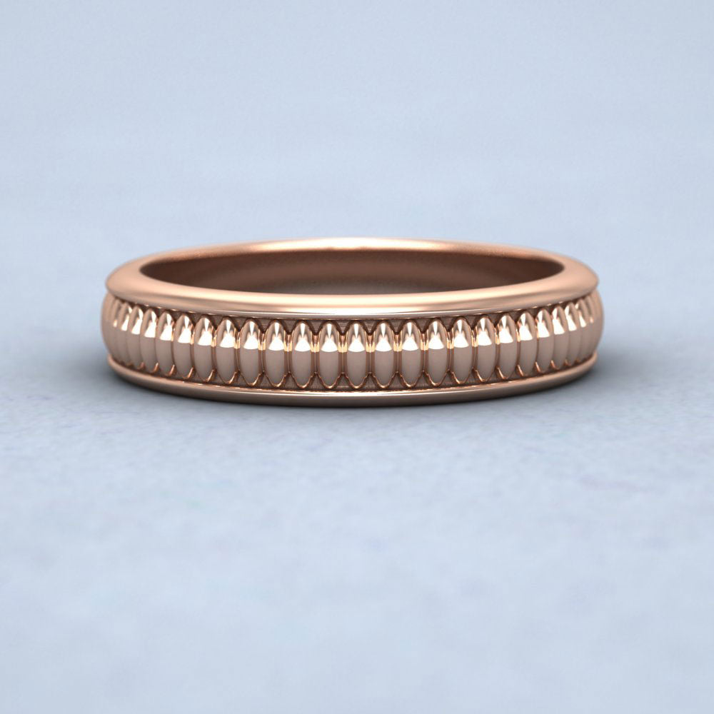 Raised Oval Bump And Edged 18ct Rose Gold 4mm Wedding Ring