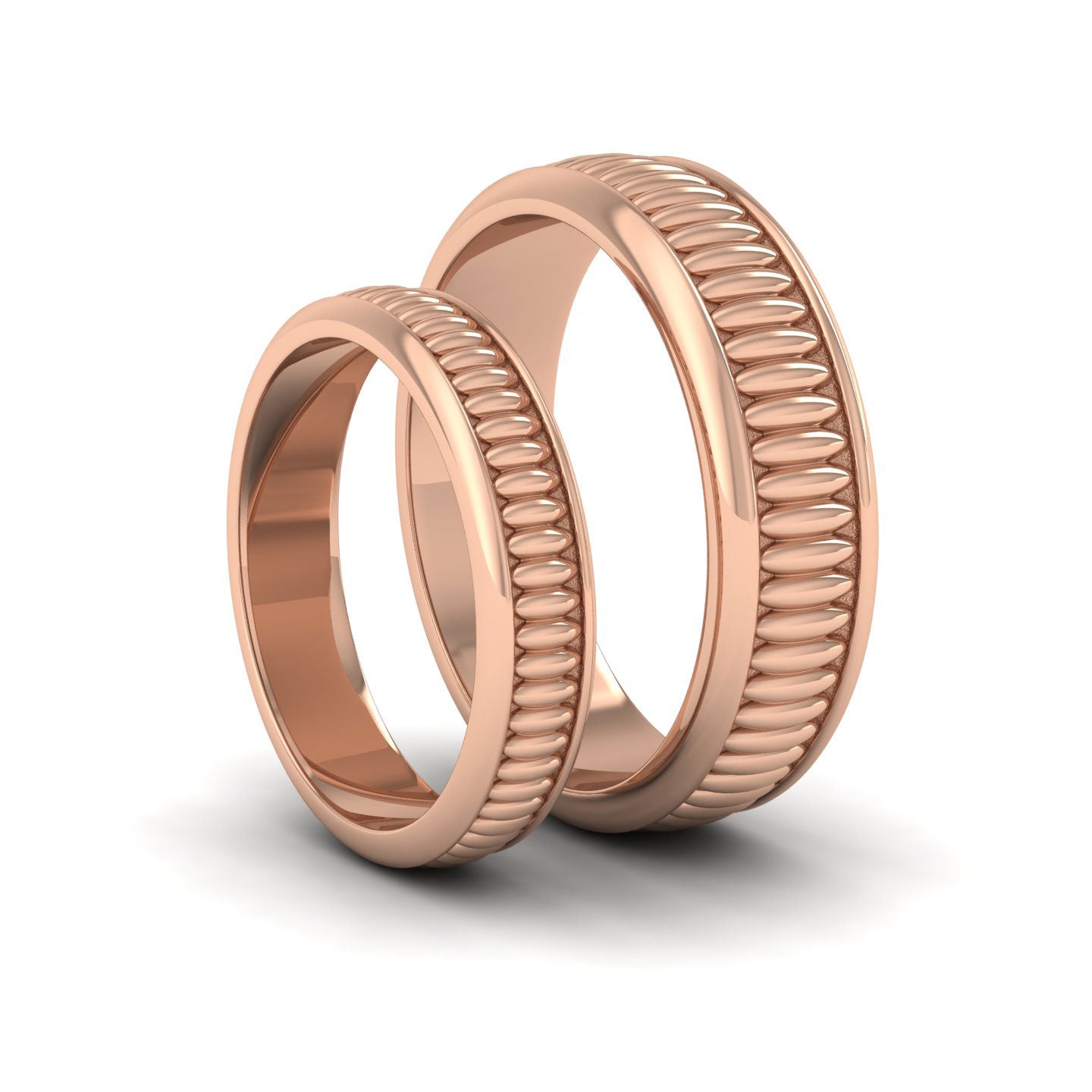 Raised Oval Bump And Edged 9ct Rose Gold 4mm Wedding Ring