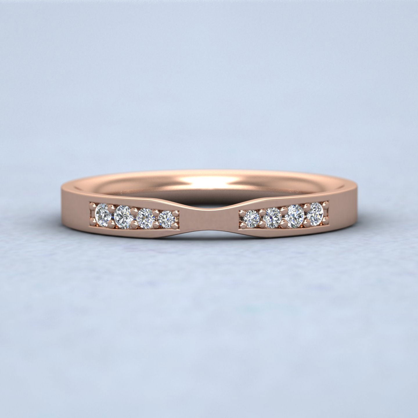 Pinch Shaped Wedding Ring In 18ct Rose Gold 2.5mm Wide