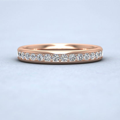 Half Bead Set 0.34ct Round Brilliant Cut Diamond 9ct Rose Gold 3mm Ring