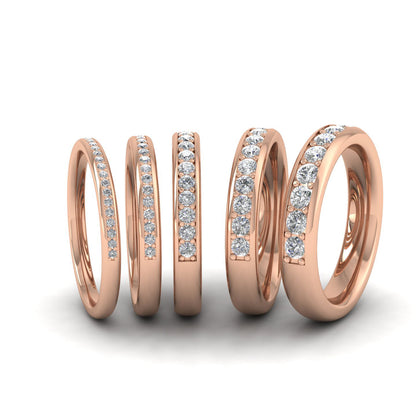 Half Bead Set 0.34ct Round Brilliant Cut Diamond 9ct Rose Gold 3mm Ring