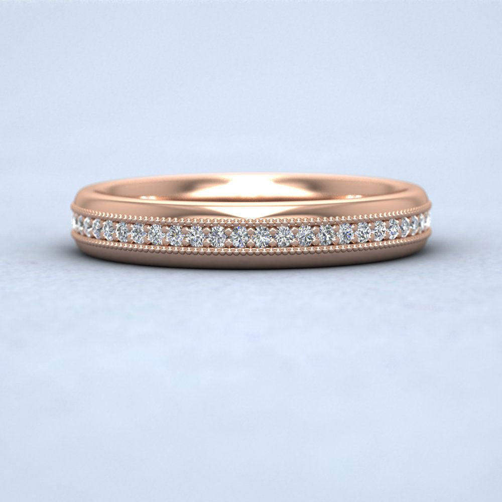 Fully Set Ring With Round Brilliant Cut Diamonds With Set In Millgrain Surround (0.26ct) 18ct Rose Gold 3.5mm Ring