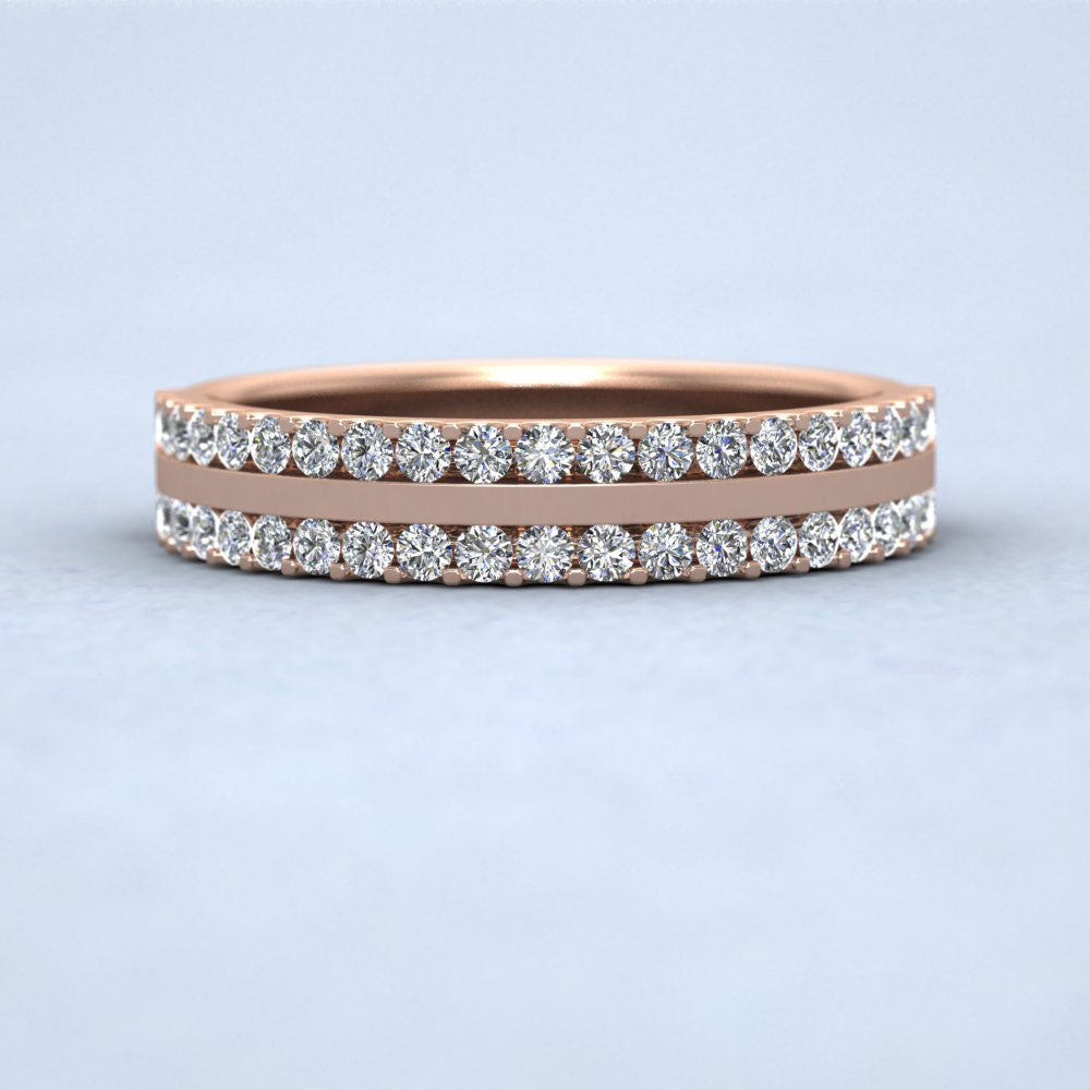 Double Edge Claw Fully Set Diamond Ring (1ct) In 18ct Rose Gold
