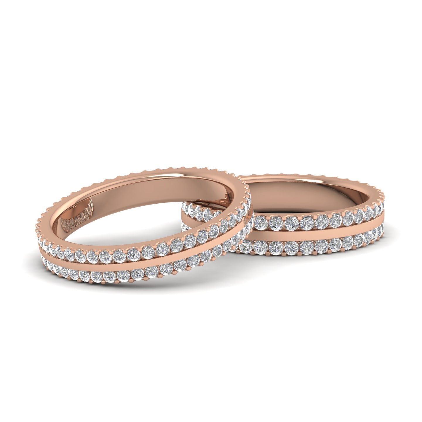 Double Edge Claw Fully Set Diamond Ring (0.92ct) In 18ct Rose Gold