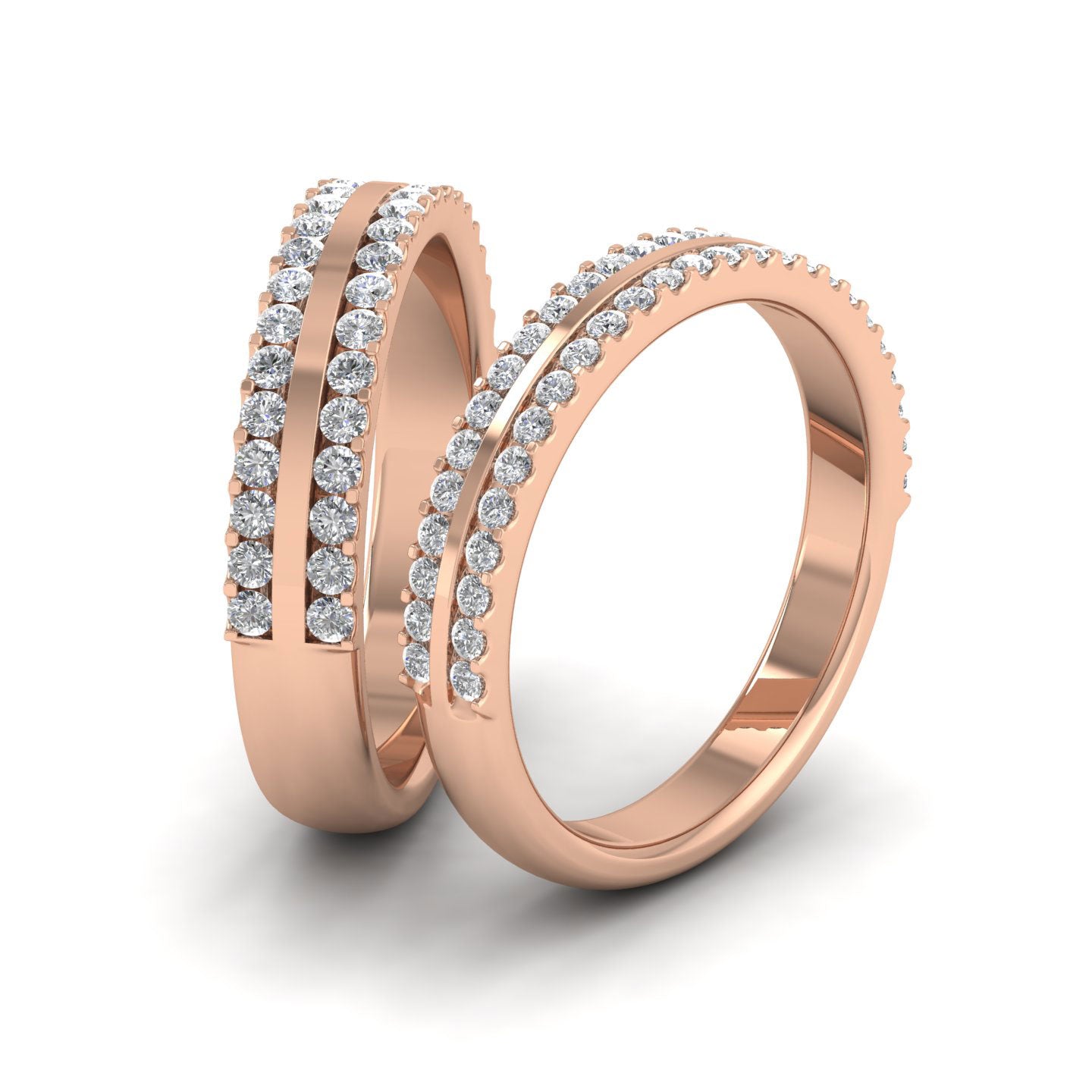 Double Edge Half Claw Set Diamond Ring (0.46ct) In 18ct Rose Gold