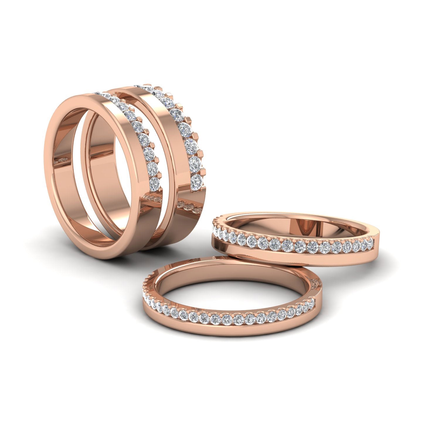 Asymmetric Half Claw Set Diamond Ring (0.49ct) In 18ct Rose Gold