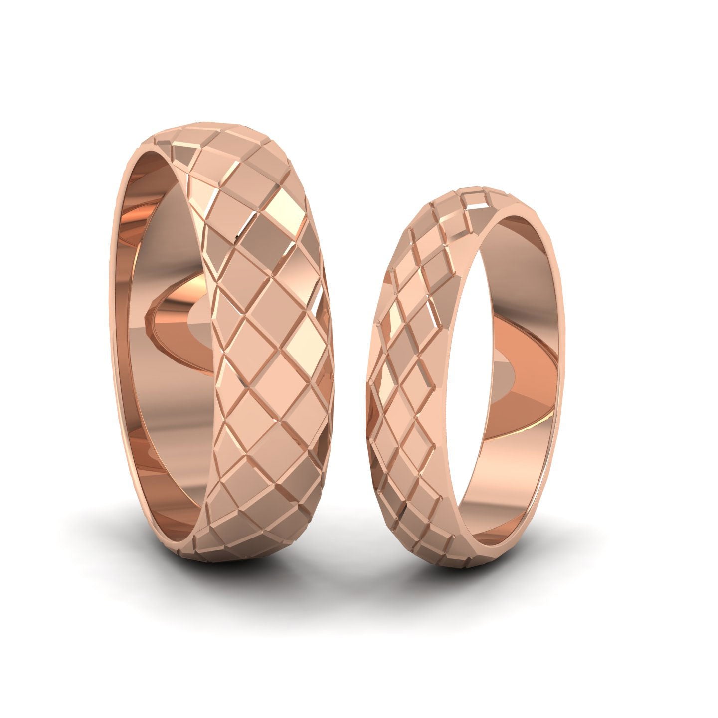 Facet And Line Harlequin Design 18ct Rose Gold 4mm Wedding Ring