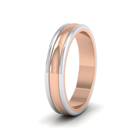 Two Colour Edged 18ct Rose And White Gold 4mm Wedding Ring