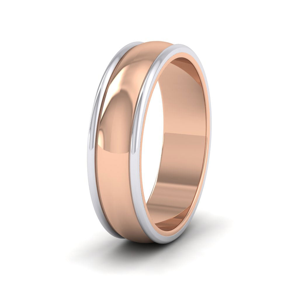 Two Colour Edged 18ct Rose And White Gold 6mm Wedding Ring