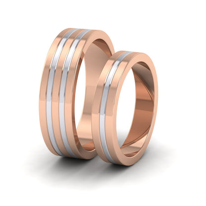 Five Band Two Colour 18ct Rose And White Gold 6mm Wedding Ring