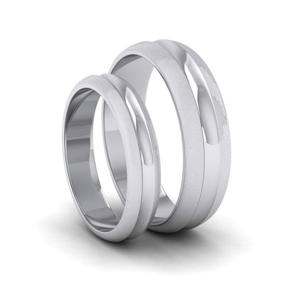 Bullnose Groove Pattern 500 Palladium 6mm Wedding Ring