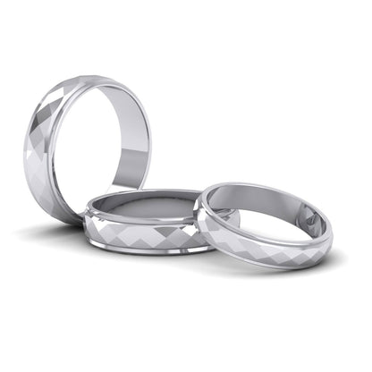 Facet And Line Pattern 500 Palladium 4mm Wedding Ring