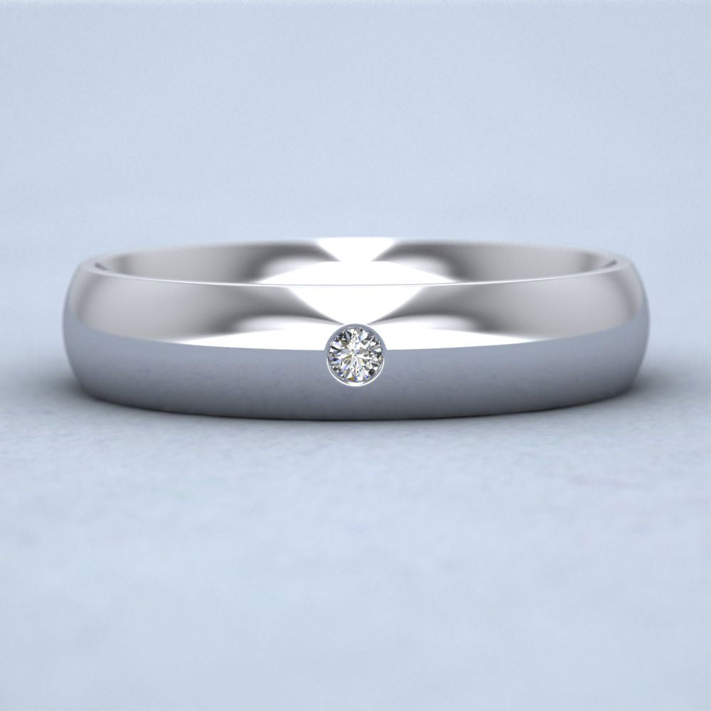 Single Flush Diamond Set 950 Palladium 5mm Wedding Ring Down View