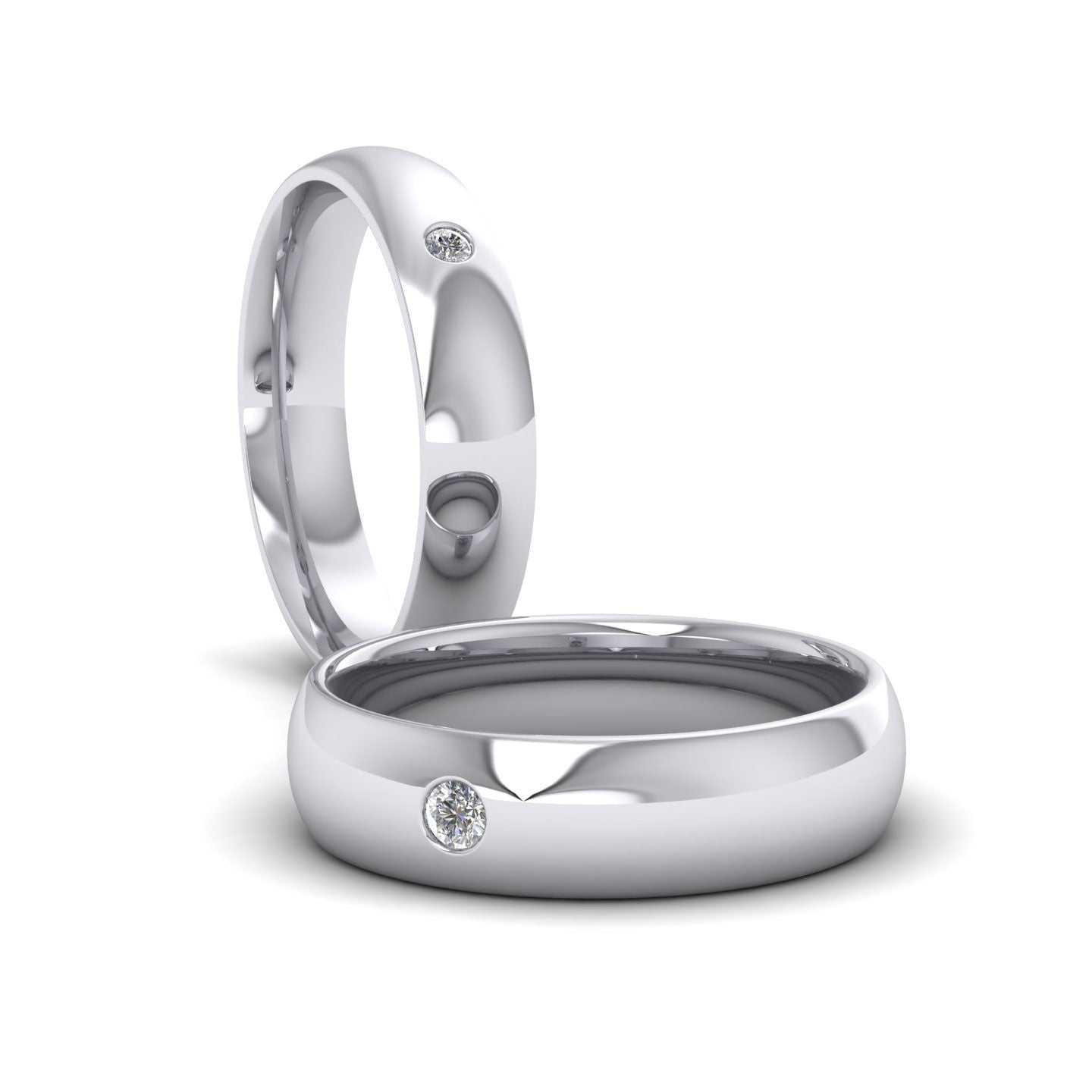 Single Flush Diamond Set 500 Palladium 5mm Wedding Ring