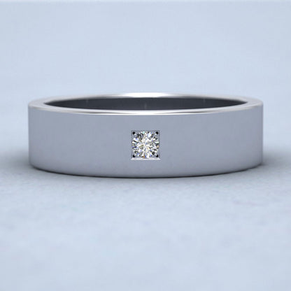 Single Diamond With Square Setting 9ct White Gold 6mm Wedding Ring Down View